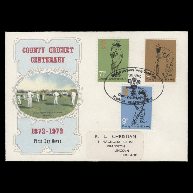 Great Britain 1973 County Cricket first day cover, THE OVAL