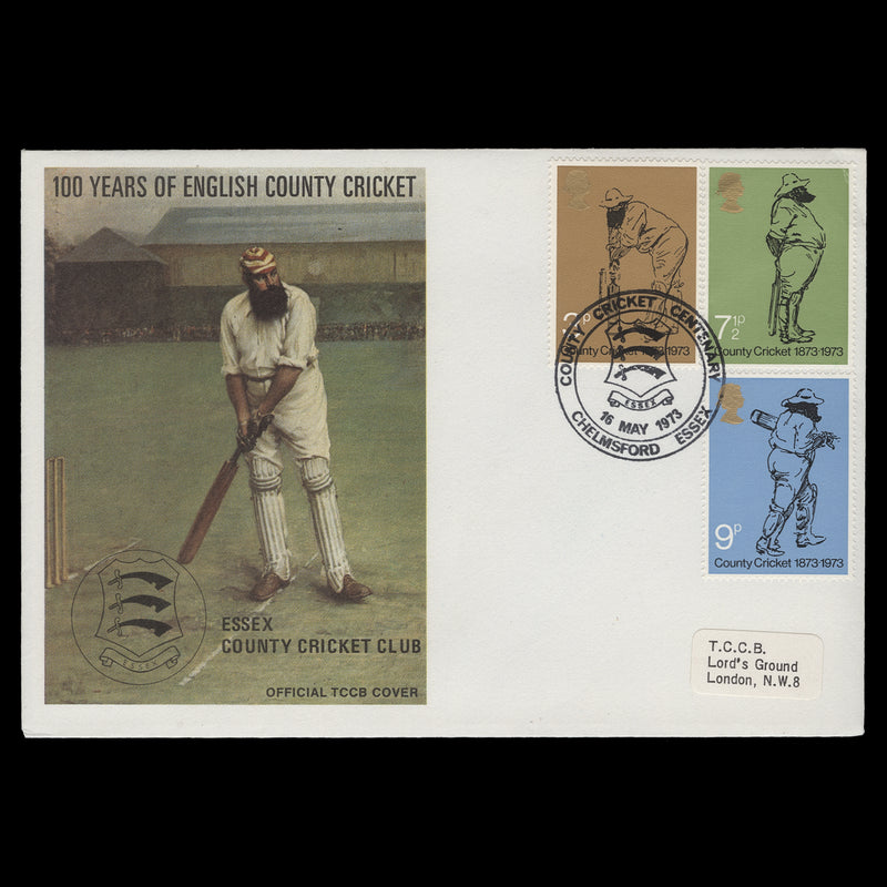 Great Britain 1973 County Cricket first day cover, CHELMSFORD