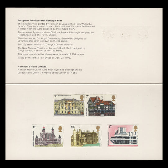Great Britain 1975 Architectural Heritage Year presentation folder