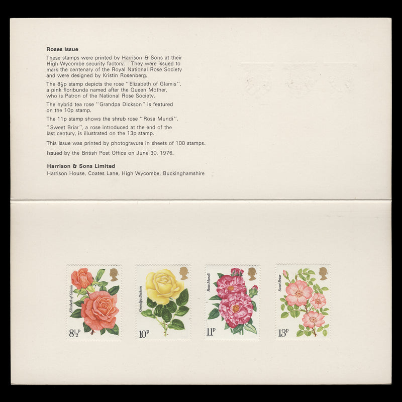 Great Britain 1976 Roses presentation folder