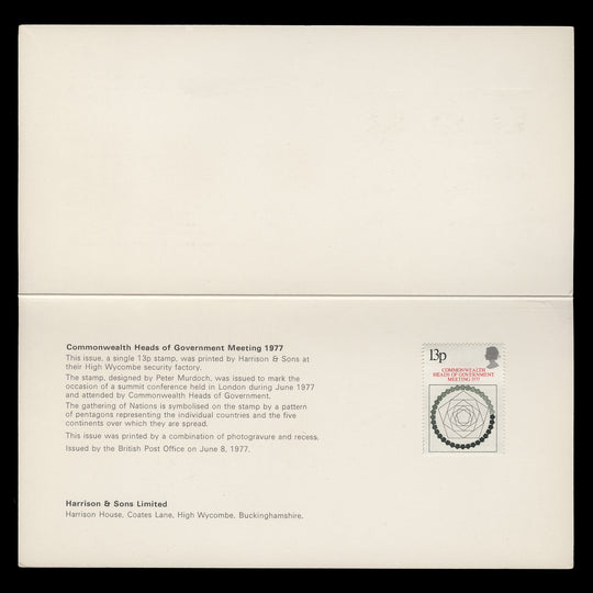 Great Britain 1977 Heads of Government Meeting presentation folder