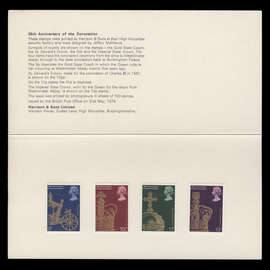 Great Britain 1978 Coronation Anniversary presentation folder
