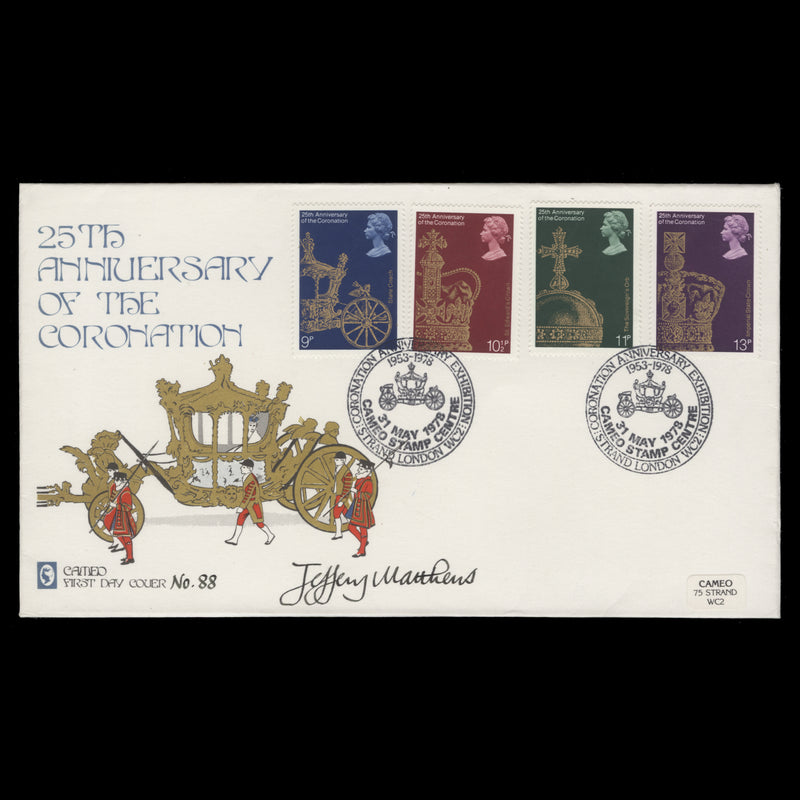 Great Britain 1978 Coronation Anniversary first day cover signed by designer