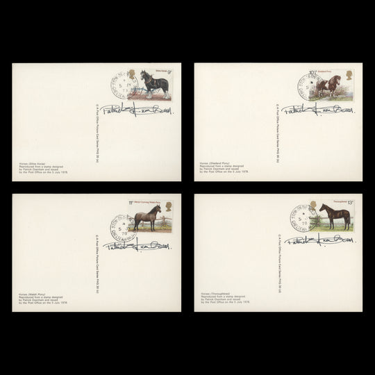 Great Britain 1978 Horses first day PHQ cards signed by Patrick Oxenham