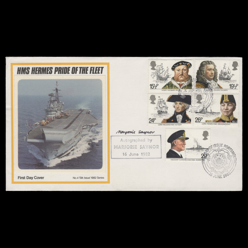 Great Britain 1982 Maritime Heritage first day cover signed by Marjorie Saynor