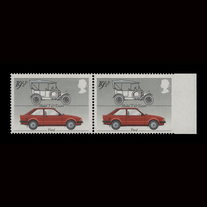 Great Britain 1982 (Variety) 19½p British Motor Industry pair imperf to right margin