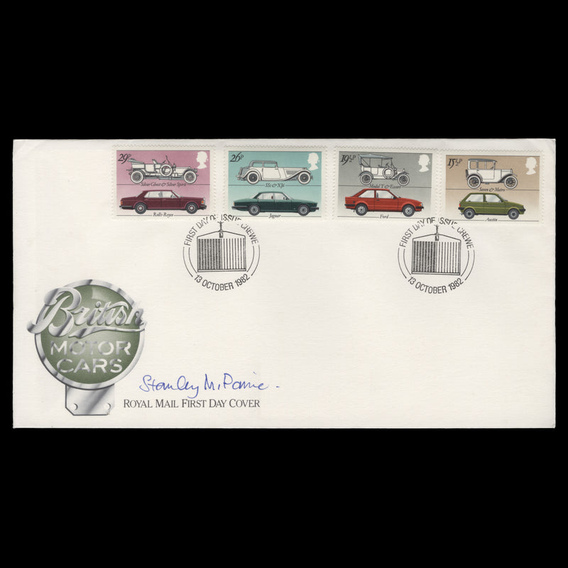 Great Britain 1982 British Motor Industry first day cover signed by designer