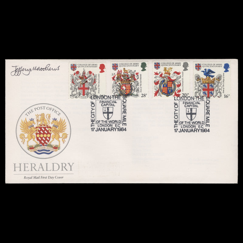 Great Britain 1984 College of Arms first day cover signed by the designer