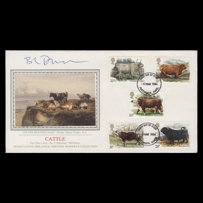 Great Britain 1984 British Cattle first day cover signed by designer