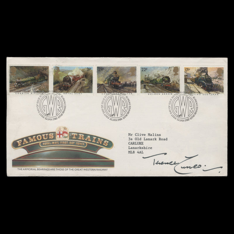 Great Britain 1985 Famous Trains first day cover signed by Terence Cuneo