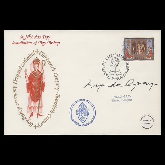 Great Britain 1986 Christmas first day cover signed by Lynda Gray