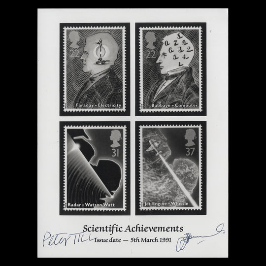 Great Britain 1991 Scientific Achievements promotional photo signed by designers