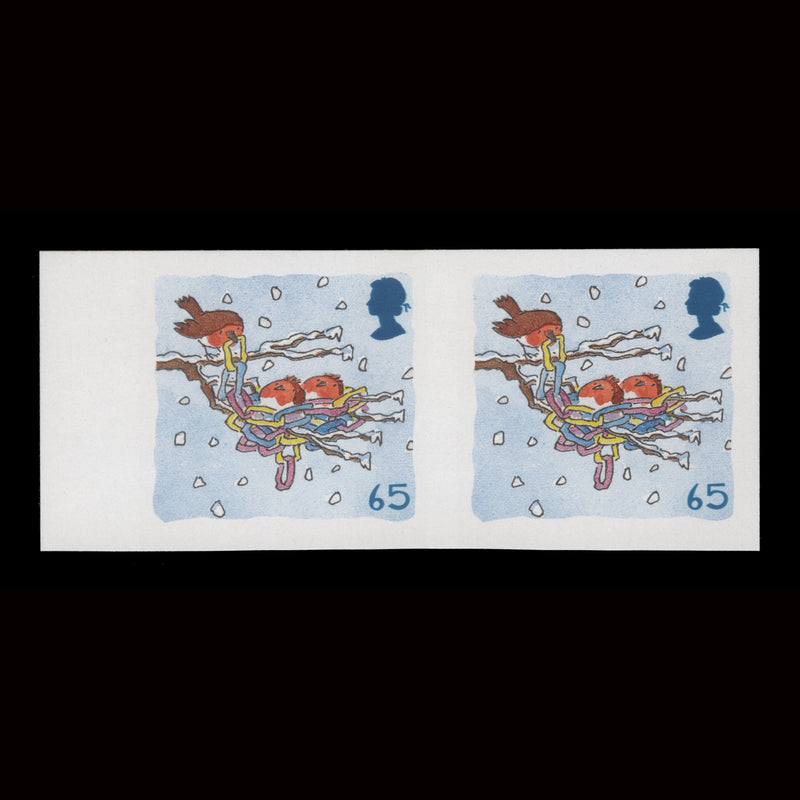 Great Britain 2001 (Variety) 65p Christmas imperf pair