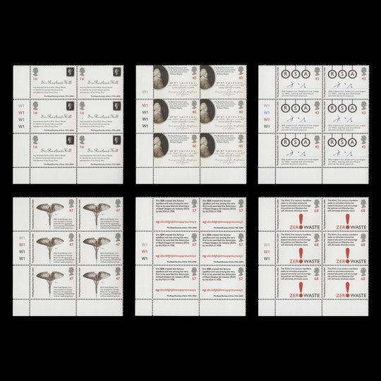 Great Britain 2004 (MNH) Royal Society of Arts Anniversary cylinder blocks