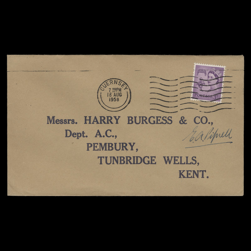 Guernsey 1958 3d Deep Lilac first day cover signed by designer