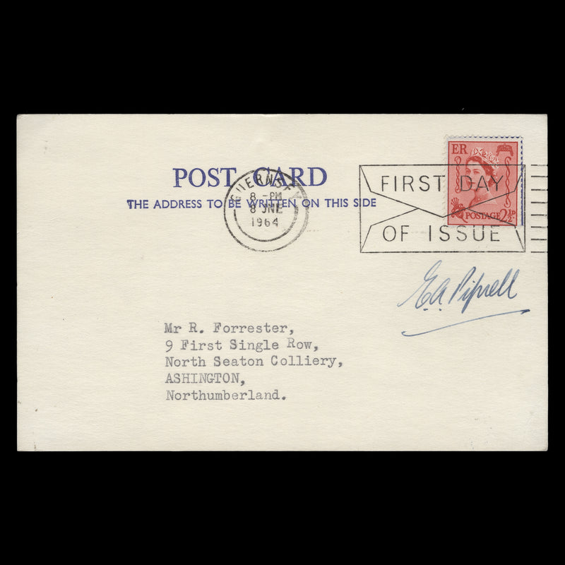 Guernsey 1964 2½d Rose-Red first day postcard signed by designer Media 1 of 1