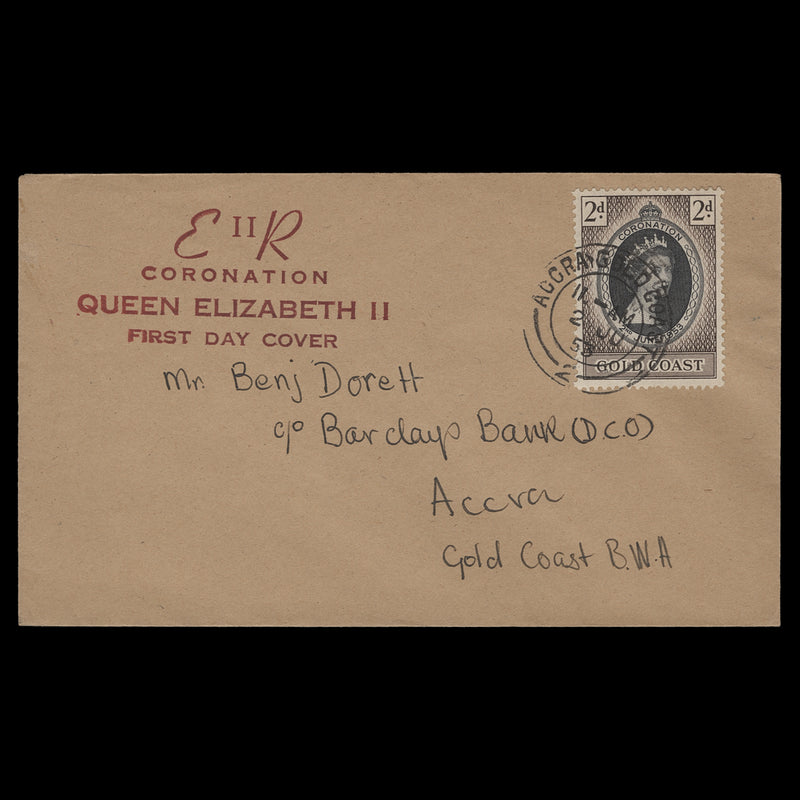 Gold Coast 1953 (FDC) 2d Coronation, ACCRA
