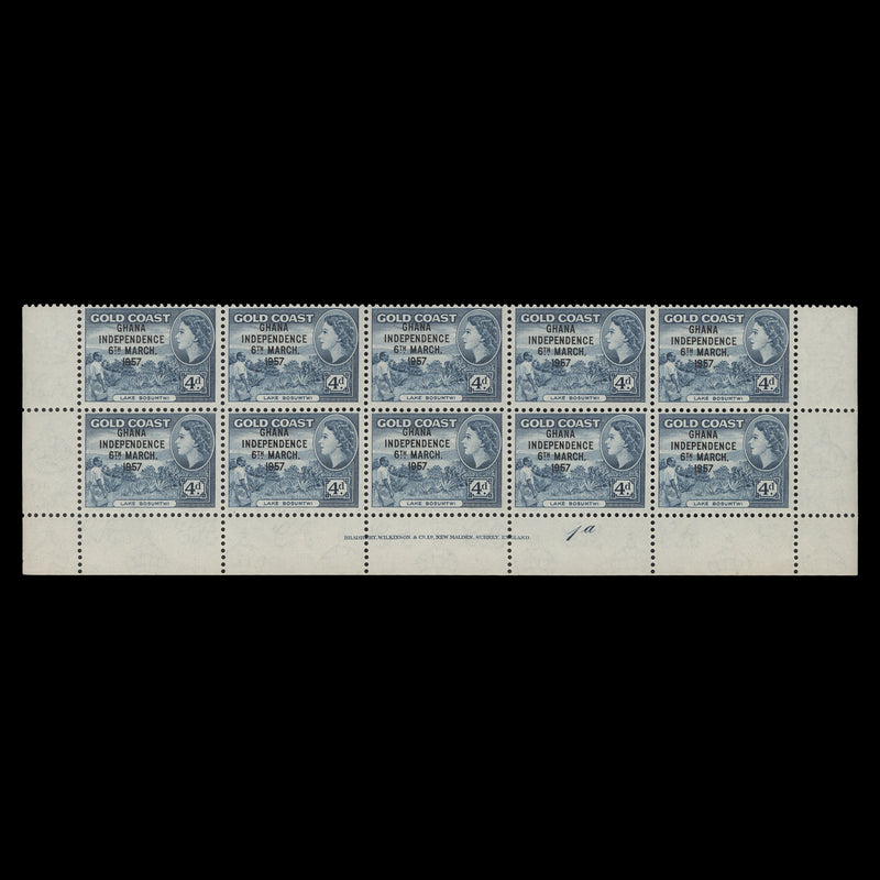 Ghana 1958 (MNH) 4d Independence provisional imprint/plate block