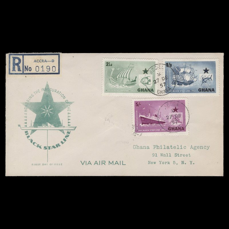 Ghana 1957 Black Star Shipping Line first day cover, ACCRA