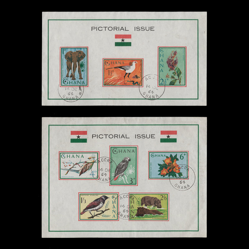 Ghana 1964 (FDI) Flora & Fauna miniature sheets