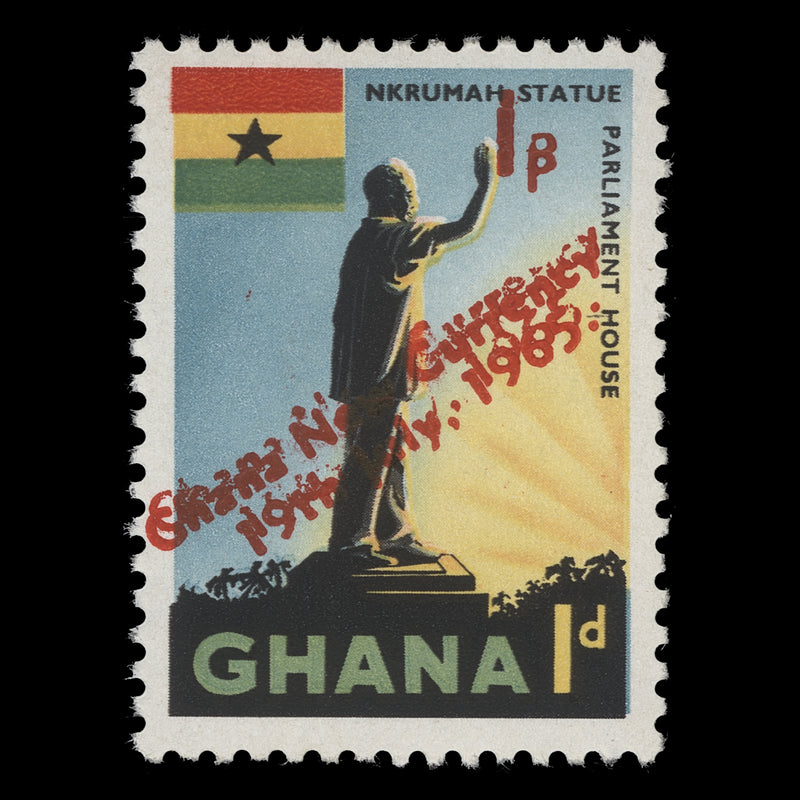 Ghana 1965 (Variety) 1p/1d Nkrumah Statue with double surcharge