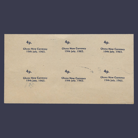 Ghana 1965 4p/4d New Currency surcharge proof block
