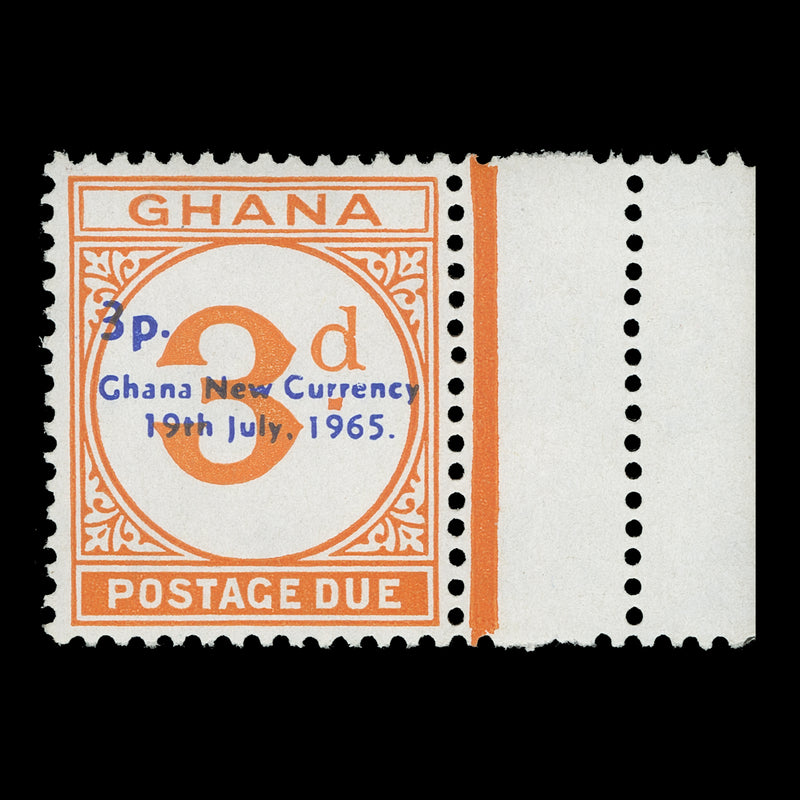 Ghana 1965 (Variety) 3p/3d Postage Due with ultramarine overprint