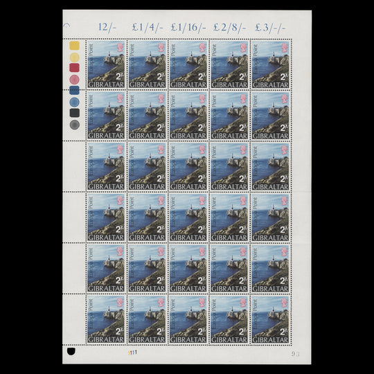 Gibraltar 1970 (MNH) 2s Europa Point sheet of 30 stamps