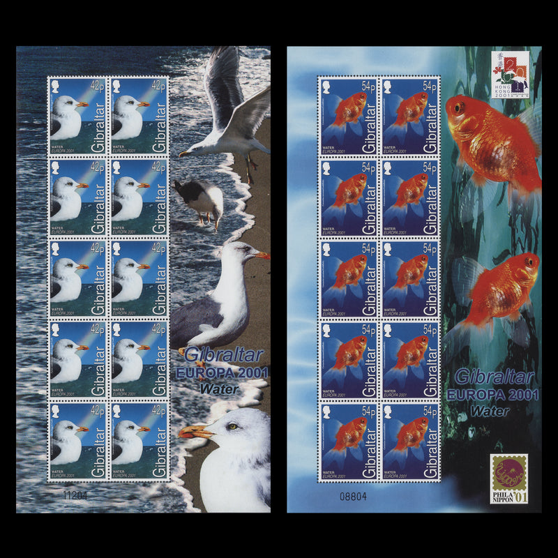 Gibraltar 2001 (MNH) Water & Nature sheetlets of ten stamps