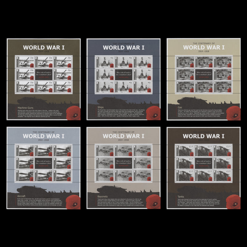 Gibraltar 2015 (MNH) World War I Centenary sheetlets of eight stamps