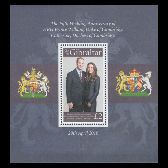 Gibraltar 2016 (MNH) Royal Wedding miniature sheet