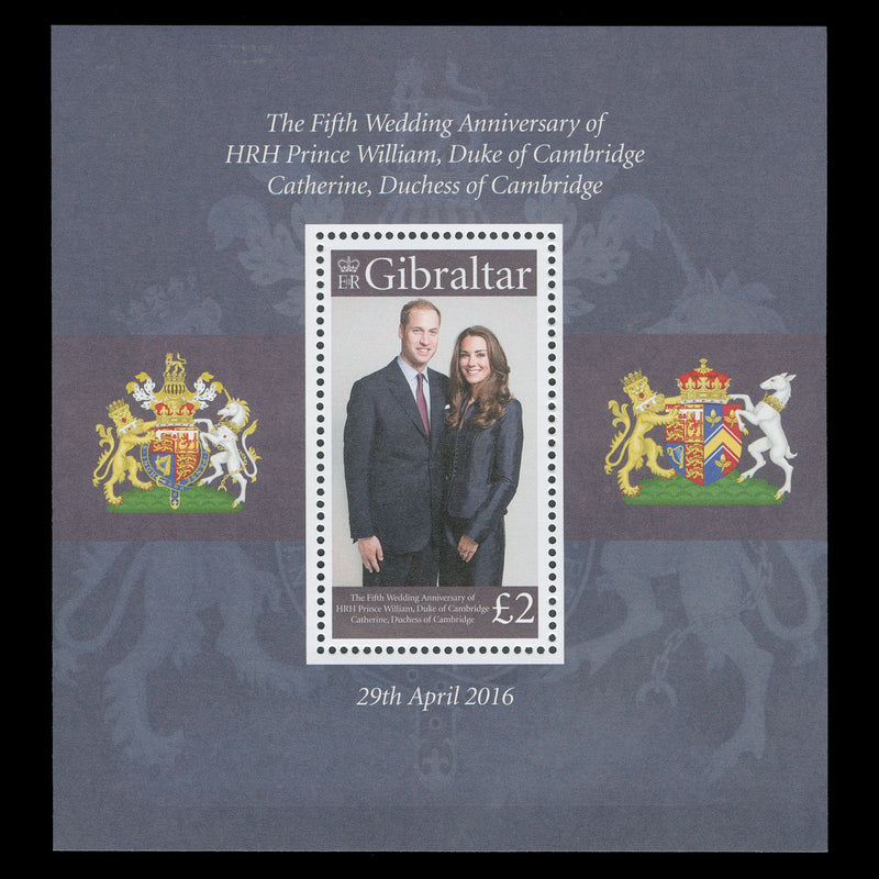 Gibraltar 2016 (MNH) Royal Wedding miniature sheet
