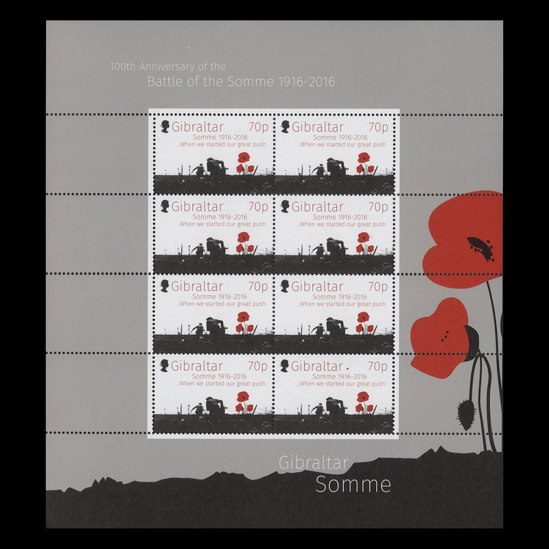 Gibraltar 2016 (MNH) Battle of the Somme Anniversary sheetlets