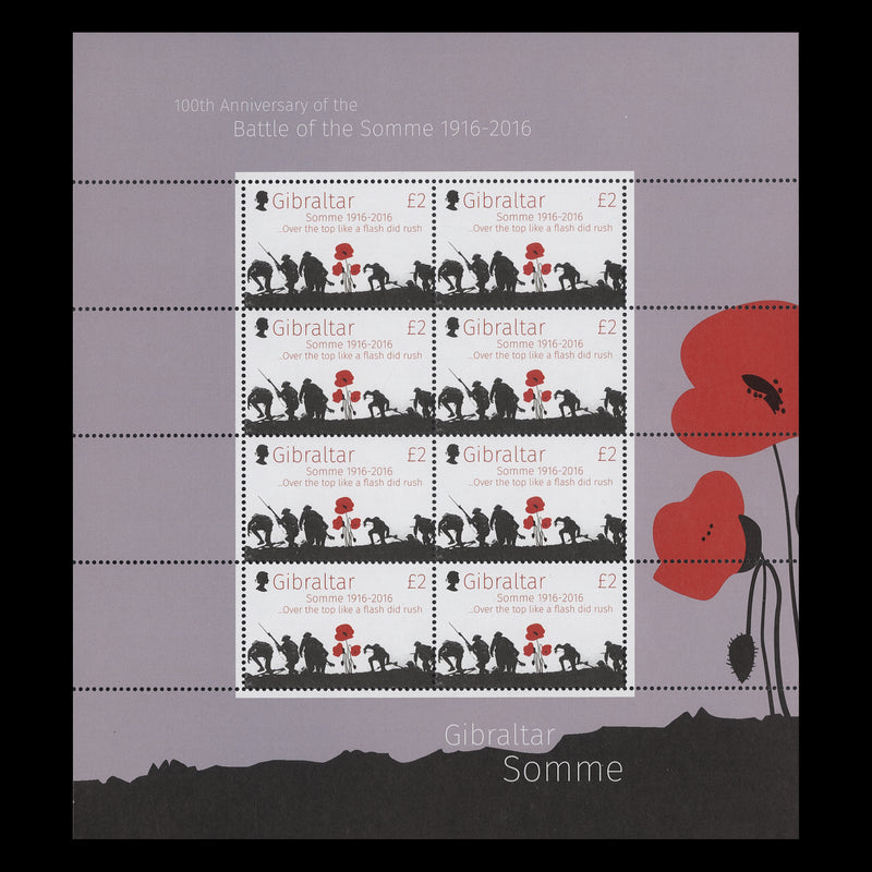 Gibraltar 2016 (MNH) Battle of the Somme Anniversary sheetlets