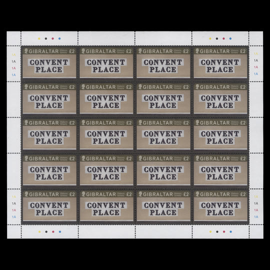 Gibraltar 2016 (MNH) £2 Convent Place sheet of 20 stamps