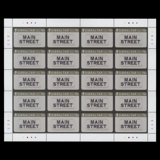 Gibraltar 2016 (MNH) 70p Main Street sheet of 20 stamps