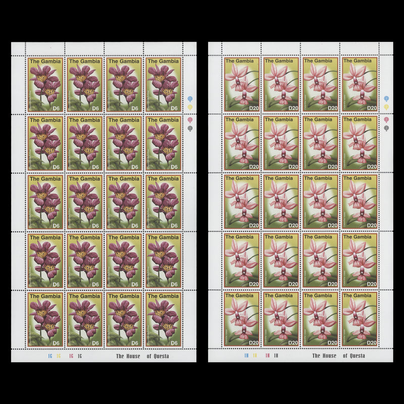 Gambia 2001 (MNH) Flowers panes of 20 stamps