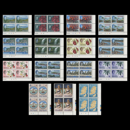 Grenada 1966 (MNH) Definitives plate blocks