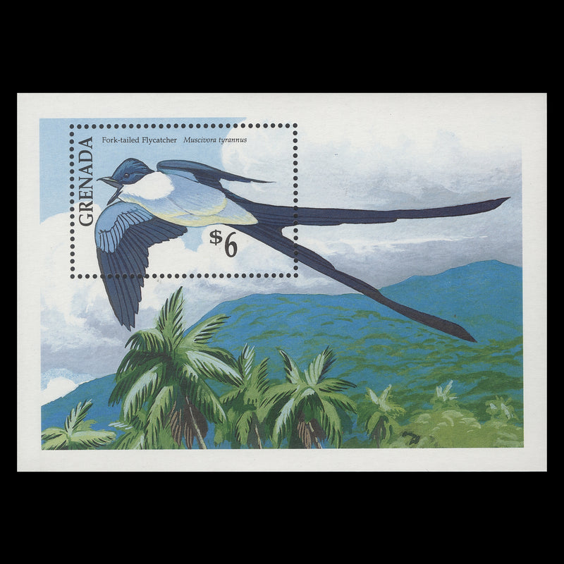 Grenada 1990 (MNH) $6 Fork-Tailed Flycatcher miniature sheet