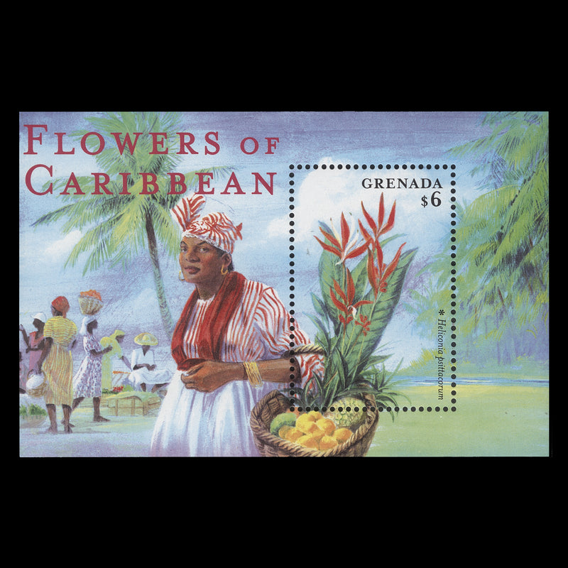 Grenada 2000 (MNH) $6 Heliconia Psittacorum miniature sheet