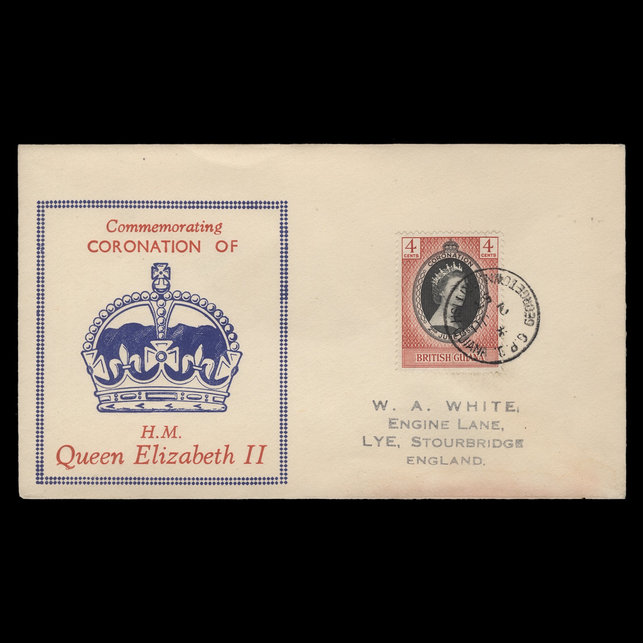 British Guiana 1953 (FDC) 4c Coronation,