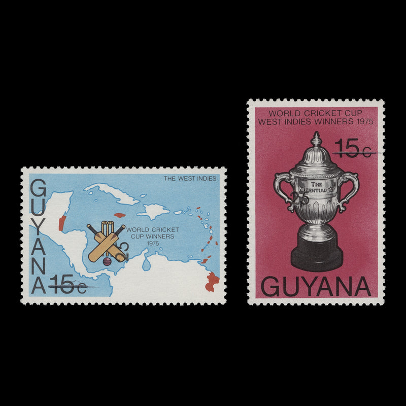 Guyana 1976 (Variety) 25c/15c World Cup Cricket unadopted provisionals