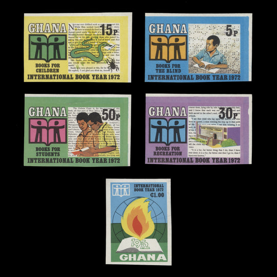 Ghana 1972 (Variety) International Book Year imperforate set