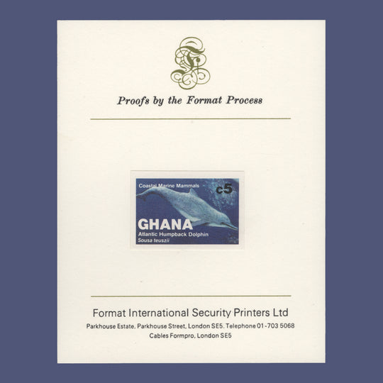 Ghana 1983 Atlantic Humpback Dolphin imperf proof on presentation card