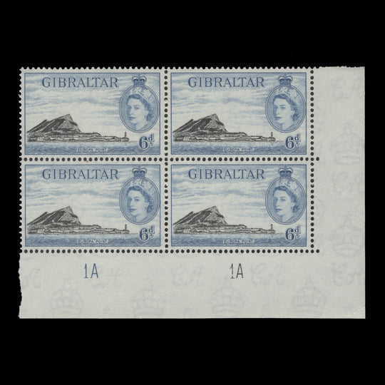 Gibraltar 1953 (MNH) 6d Europa Point plate 1A–1A block