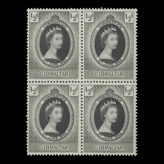 Gibraltar 1953 (MNH) ½d Coronation block