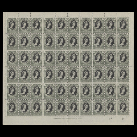 Gibraltar 1953 (MNH) ½d Coronation plate 1A–5A pane of 60 stamps