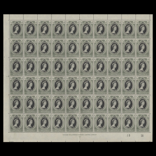 Gibraltar 1953 (MNH) ½d Coronation plate 1B–5B pane of 60 stamps
