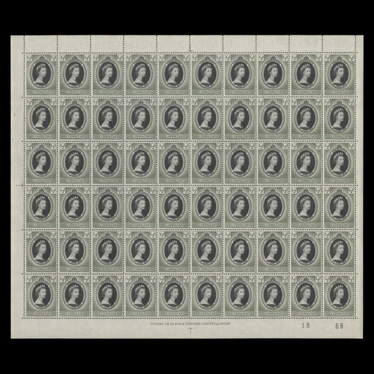 Gibraltar 1953 (MNH) ½d Coronation plate 1B–6B pane of 60 stamps
