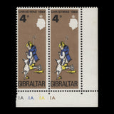 Gibraltar 1968 (Variety) 4d Christmas plate pair missing gold